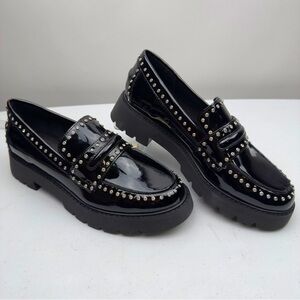 NWT Sanctuary Women's Westside Party Loafer in Rhinestone Black Patent Size 6.5M